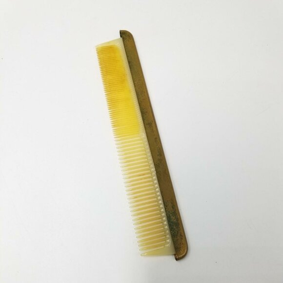 Vintage 40s Matson Vanity Dresser Hand Mirror Gold Comb Brush Regency Glam - Picture 8 of 9